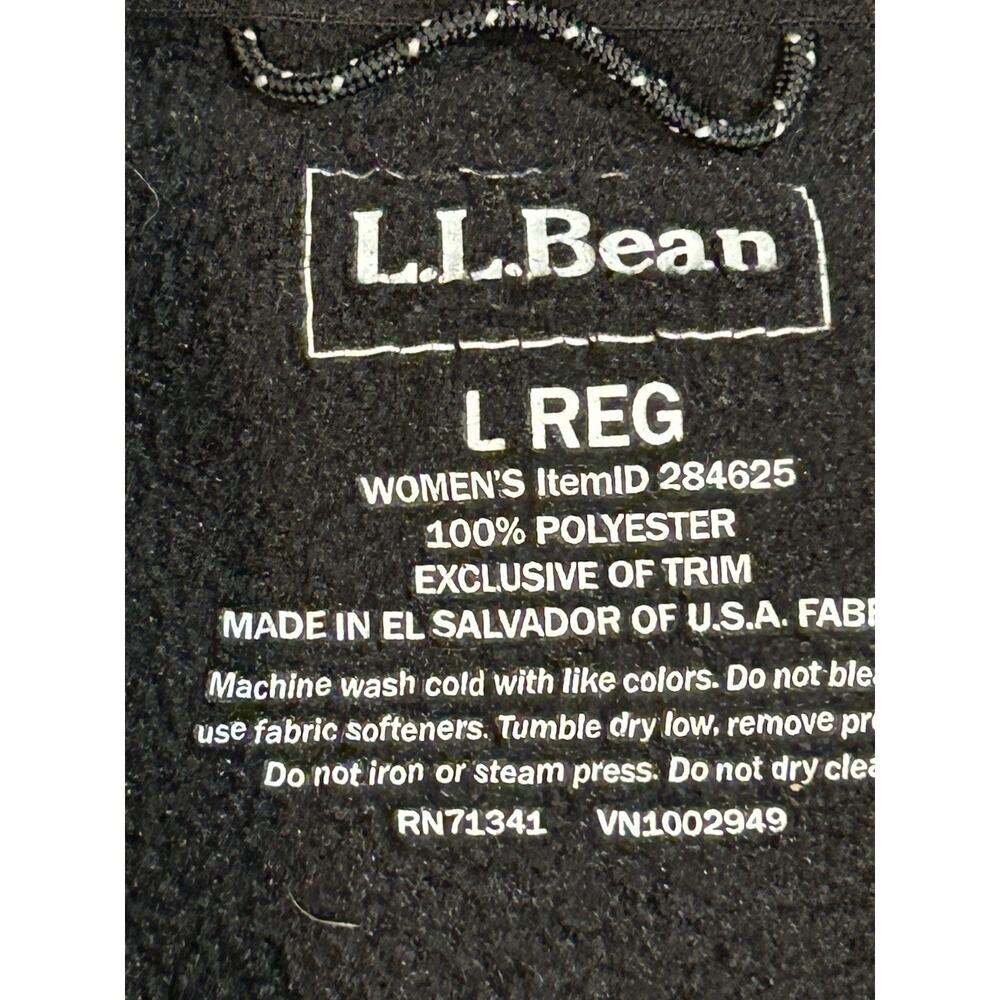 LL Bean Woman’s Black Sweater Fleece Full Zip Coat Large - Picture 2 of 6